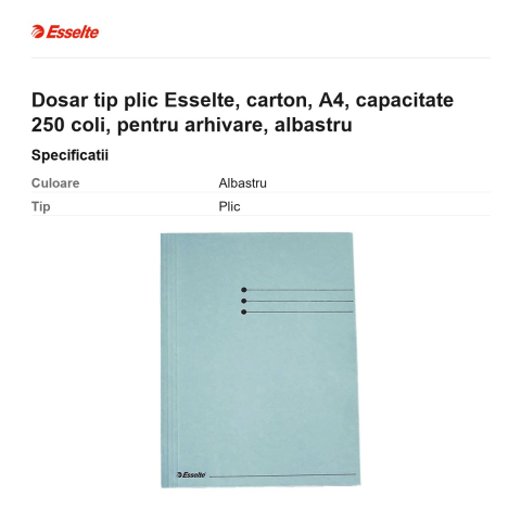 Dosar tip plic Esselte, carton, A4, capacitate 250 coli, pentru arhivare, albastru [2]