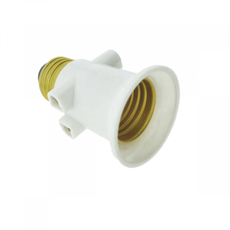 Iluminare si Electrice - Dulie cu soclu E27 si 2 prize Euro C7, 16A 250V, alba