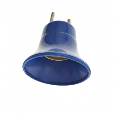 Adaptoare priza - Dulie cu stecher, pentru bec, fasung E27, din plastic, cu conectare la priza retea electrica, albastru