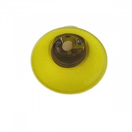 Dulie cu stecher, pentru bec, fasung E27, din plastic, cu conectare la priza retea electrica, galben [2]