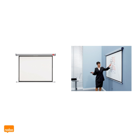 Ecran de proiectie manual Nobo de perete, suprafata alba mata, unghi de vizualizare 160 de grade, 160x114 cm [5]