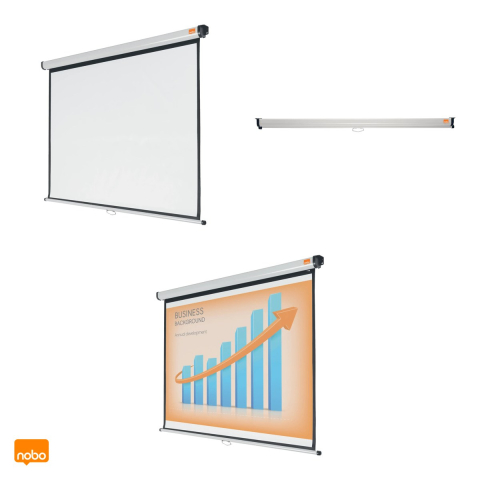 Ecran de proiectie manual Nobo de perete, suprafata alba mata, unghi de vizualizare 160 de grade, 160x114 cm [3]
