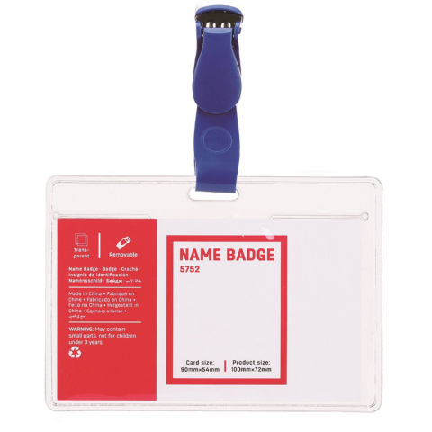 Identificare si Badge-uri - Ecuson Orizontal Flexibil cu Clip Integrat 90x54mm - Suport Usor si Rezistent pentru Carduri, Model 5752