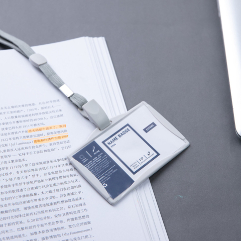 Ecuson Orizontal Rigid 85x53mm cu Snur Textil Reglabil si Clip - Set Complet pentru Badge Angajat, Model 5744 [4]