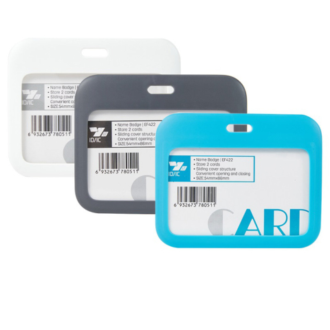 Ecuson Orizontal Rigid ABS cu Snur Textil si Clip - Set Complet, Sistem Glisant, Model EF422, Culori Asortate [4]