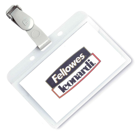 Ecuson Orizontal Transparent PVC Crystal cu Clip Plastic pentru Badge-uri, 99x73mm, Model Fellowes 453TR [2]