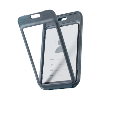 Identificare si Badge-uri - Ecuson Vertical Rigid ABS cu 2 Fete si Snur Textil - Set Complet pentru Badge Vertical Dublu, Model EF421, Culori Asortate