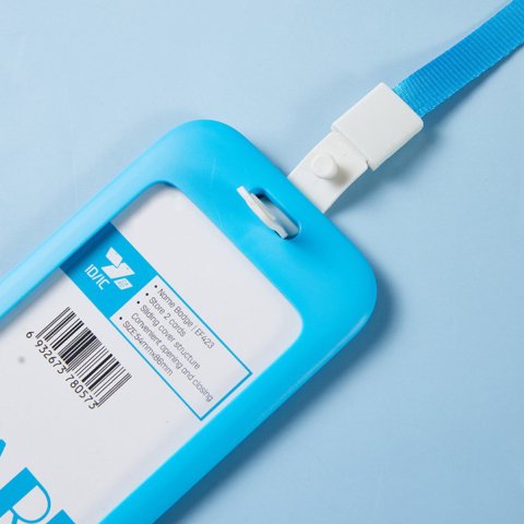 Ecuson Vertical Rigid ABS cu Snur Textil si Clip - Set Complet, Sistem Glisant Vertical, Model EF423, Culori Asortate [2]