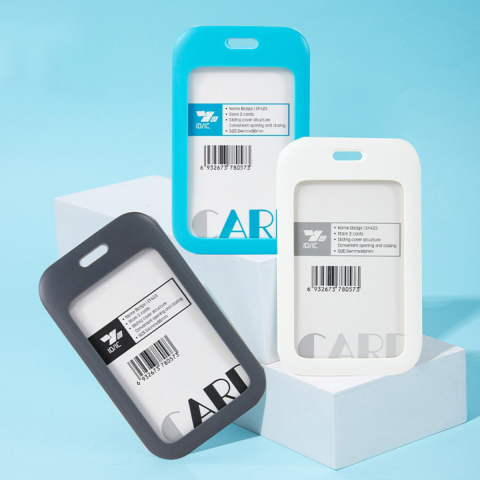 Ecuson Vertical Rigid ABS cu Snur Textil si Clip - Set Complet, Sistem Glisant Vertical, Model EF423, Culori Asortate [4]