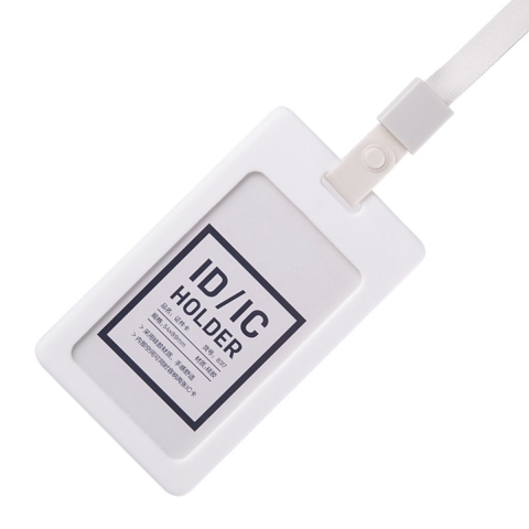 Ecuson Vertical Siliconic pentru Carduri 54x89mm, Capacitate 2 Carduri, Rama Alba - Suport Flexibil Vertical Rezistent [2]