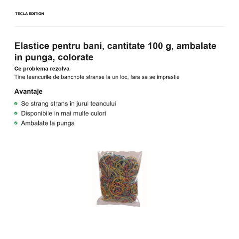 Elastice pentru bani, cantitate 100 g, ambalate in punga, colorate [1]