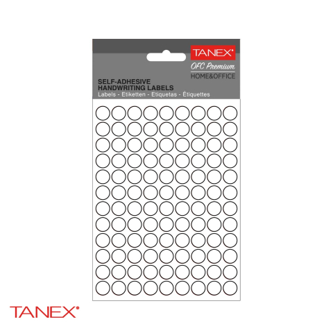 Etichete - Etichete autoadezive rotunde Tanex, diametru 10 mm, albe, set 1080 bucati, hartie FSC certificata