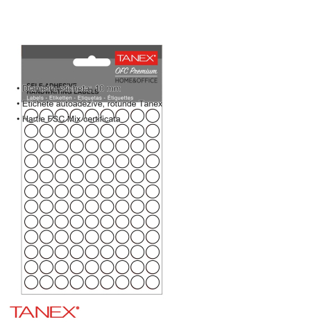 Etichete autoadezive rotunde Tanex, diametru 10 mm, albe, set 1080 bucati, hartie FSC certificata [2]