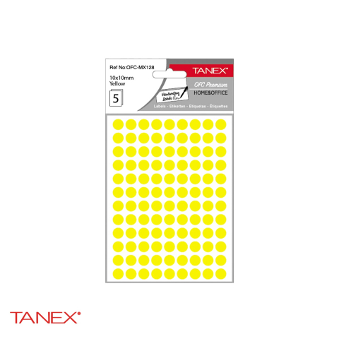 Etichete - Etichete autoadezive rotunde Tanex, diametru 10 mm, culoare galbena, set 540 bucati, pentru marcare si organizare