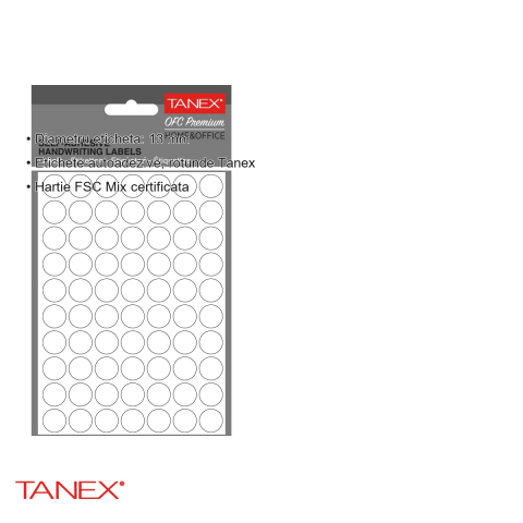 Etichete autoadezive rotunde Tanex, diametru 13 mm, albe, set 700 bucati, pentru marcare si organizare [2]