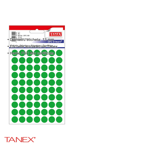 Etichete autoadezive rotunde Tanex, diametru 13 mm, culoare verde, set 350 bucati, pentru codificare si organizare [2]