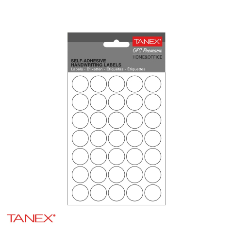 Etichete - Etichete autoadezive rotunde Tanex, diametru 19 mm, albe, hartie FSC certificata, 350 bucati/set