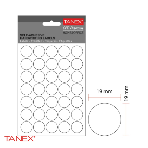 Etichete autoadezive rotunde Tanex, diametru 19 mm, albe, hartie FSC certificata, 350 bucati/set [3]