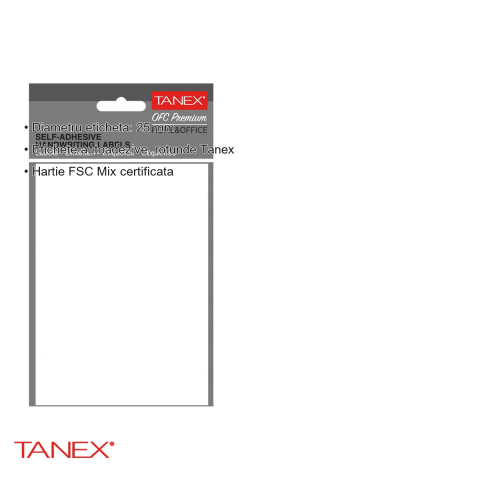 Etichete autoadezive rotunde Tanex, diametru 25 mm, albe, hartie FSC certificata, set 200 bucati [2]