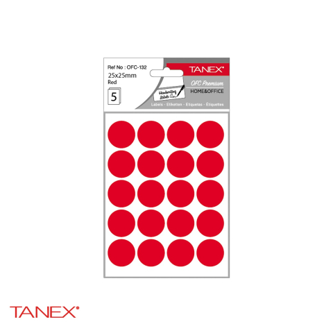 Etichete - Etichete autoadezive rotunde Tanex, diametru 25 mm, culoare rosie, set 100 bucati, pentru marcare si organizare