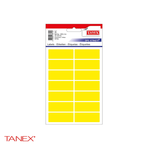 Etichete - Etichete autoadezive Tanex, dreptunghiulare cu colturi rotunjite, 19x50 mm, galben, set 70 bucati, hartie FSC certificata