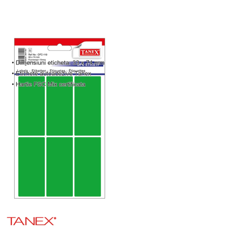 Etichete autoadezive Tanex, dreptunghiulare cu colturi rotunjite, 33x74 mm, verde, set 30 bucati [2]