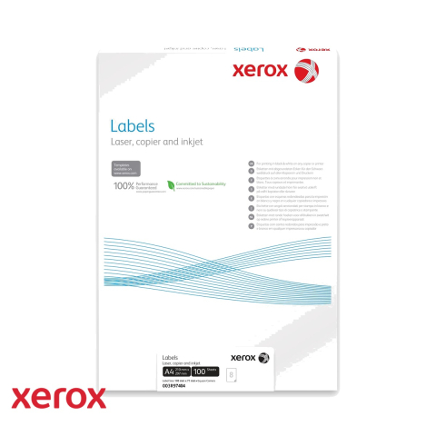Etichete - Etichete autoadezive Xerox, 105 x 71 mm, 8/coala A4, colturi drepte, compatibile laser/inkjet, 100 coli/top