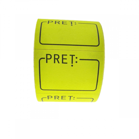 Etichete de pret autoadezive 1.5x3cm, galben fluorescent, la rola [1]