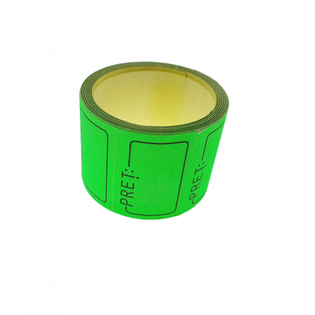 Etichete - Etichete de pret autoadezive 1.5x3cm, verde fluorescent, la rola