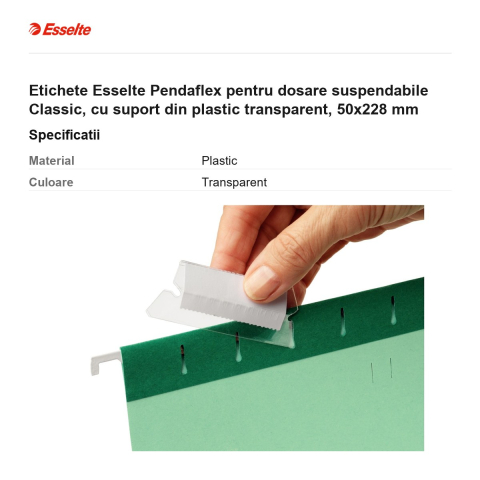 Etichete Esselte Pendaflex pentru dosare suspendabile Classic, cu suport din plastic transparent, 50x228 mm [2]