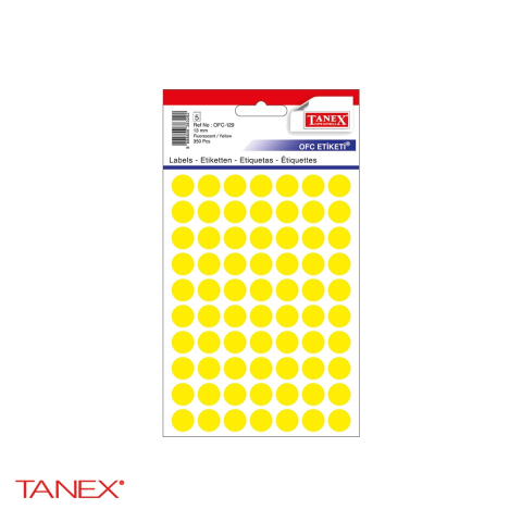 Etichete - Etichete rotunde autoadezive Tanex, diametru 13 mm, culoare galbena, 350 bucati pe set, pentru marcare si organizare