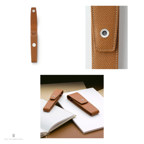 Etui Graf von Faber-Castell pentru 1 instrument de scris, din piele granulata, inchidere magnetica, 174x33x22 mm, maro [3]