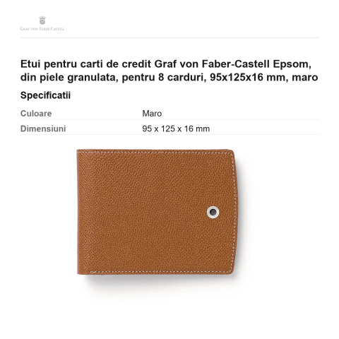 Etui pentru carti de credit Graf von Faber-Castell Epsom, din piele granulata, pentru 8 carduri, 95x125x16 mm, maro [2]