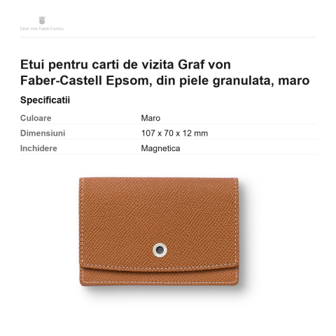 Etui pentru carti de vizita Graf von Faber-Castell Epsom, din piele granulata, maro [2]