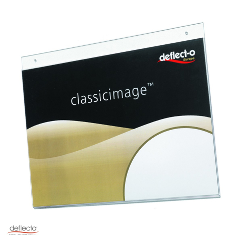 Sisteme de afisare si prezentare - Expozitor de perete Deflect-o pentru brosuri A3, format orizontal, din plastic cristal, se monteaza usor pe perete, transparent