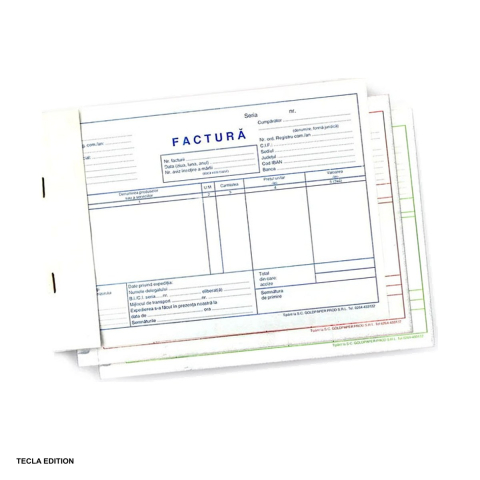 Formulare tipizate - Factura fara TVA Gold, A5, autocopiativ, 50 seturi x 3 exemplare, 150 file