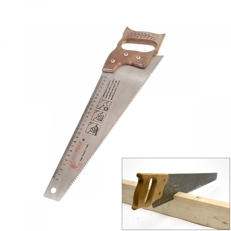 Ferastrau cu lama de 400 mm gradata pe lungimea de 25 cm si maner de lemn, Flores, pentru lemn si plastic [4]
