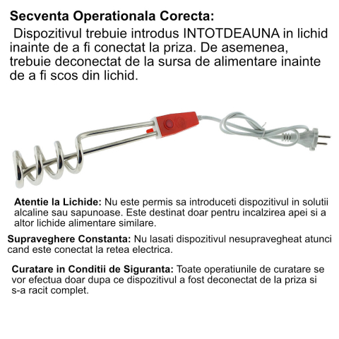 Fierbator electric tip termoplonjon, 1000W cu LED, pentru incalzire rapida apa, utilizare camping si birou, design spiralat ultra-compact [2]