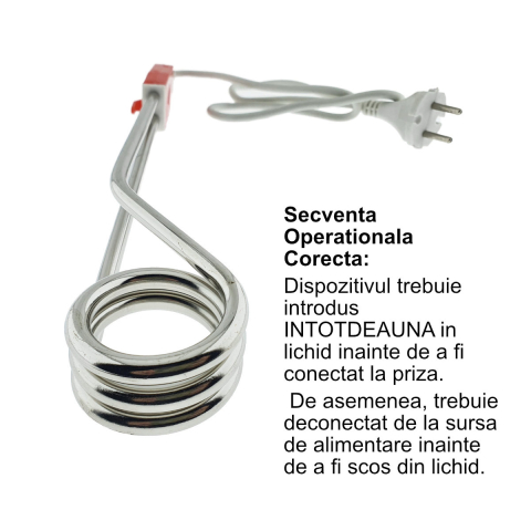 Fierbator electric tip termoplonjon, 1200W, pentru incalzire rapida apa, utilizare camping si casnic, din otel inoxidabil cu maner ergonomic ABS [2]