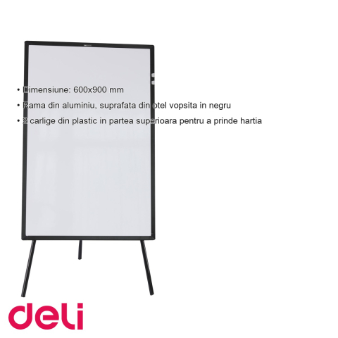 Flipchart magnetic Deli, rama aluminiu, suprafata otel, 60x90 cm, pentru prezentari profesionale [2]