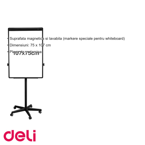 Flipchart magnetic mobil Deli, suprafata melamina lavabila, unghi ajustabil, pentru prezentari profesionale [2]
