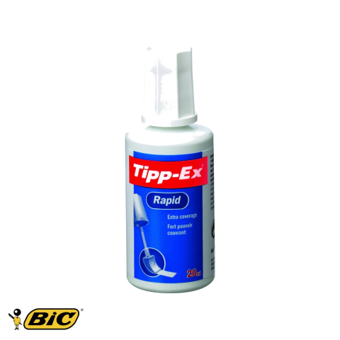 Birotica papetarie - Fluid corector cu burete Bic Tipp-Ex Rapid, pe baza de solvent, uscare rapida, 20 ml