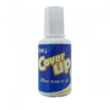 Birotica papetarie - Fluid Corector pe baza de solvent, flacon cu 20ml, DELI 93291, cu aplicator tip pensula, uscare rapida