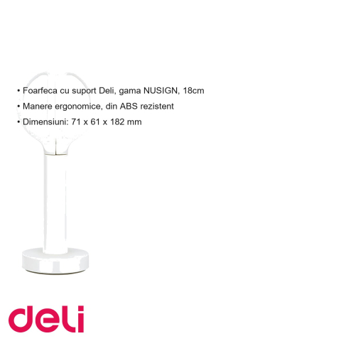 Foarfeca de birou cu suport Deli Nusign, lame inox, manere ergonomice, 18 cm, alba [2]