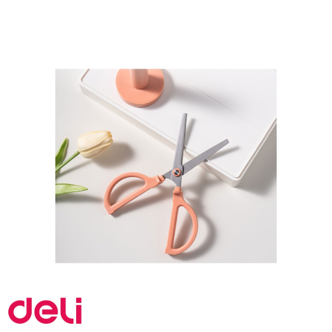 Foarfeca de birou cu suport Deli Nusign, lame inox, manere ergonomice, 18 cm, roz [3]