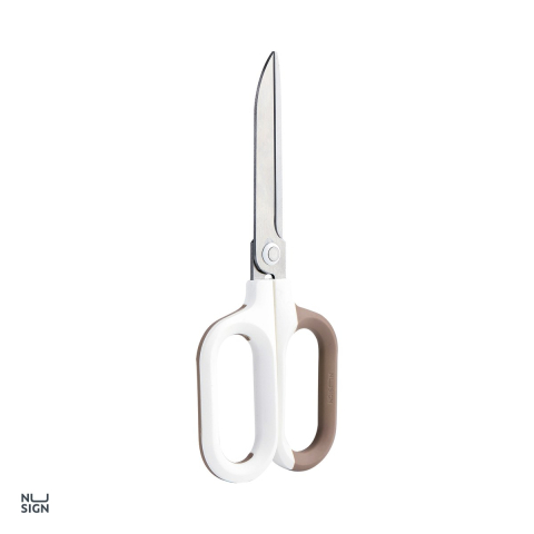 Foarfeca de birou Deli Nusign bicolora, 18 cm, lame curbate din otel inoxidabil, alb-crem [4]