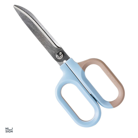 Bricolaj - Foarfeca de birou Deli Nusign bicolora, 18 cm, lame curbate din otel inoxidabil, bleu-crem