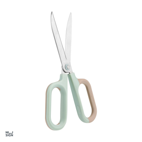 Foarfeca de birou Deli Nusign bicolora, 18 cm, lame curbate din otel inoxidabil, vernil-crem [4]