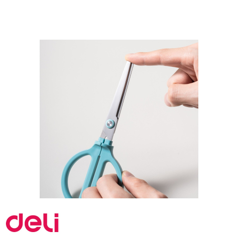 Foarfeca de birou Deli NuSign cu suport, lame inox, manere ergonomice, 18 cm, albastra [3]