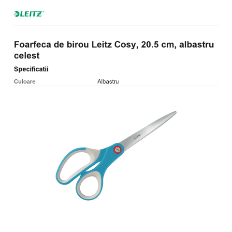Foarfeca de birou Leitz Cosy, 20.5 cm, albastru celest [2]